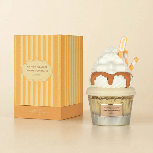 Lattafa Whipped Pleasure Give Me Gourmand Eau de Parfum 75ml for Unisex bottle and box cream studio