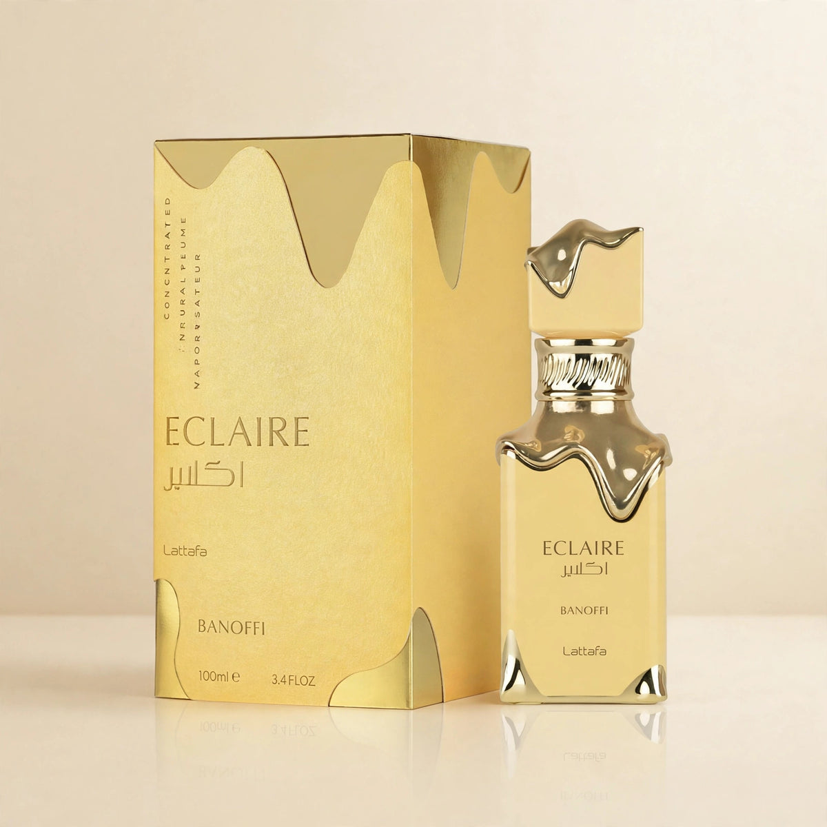 Lattafa Eclaire Banoffi Eau de Parfum 100ml for Unisex bottle and box cream studio