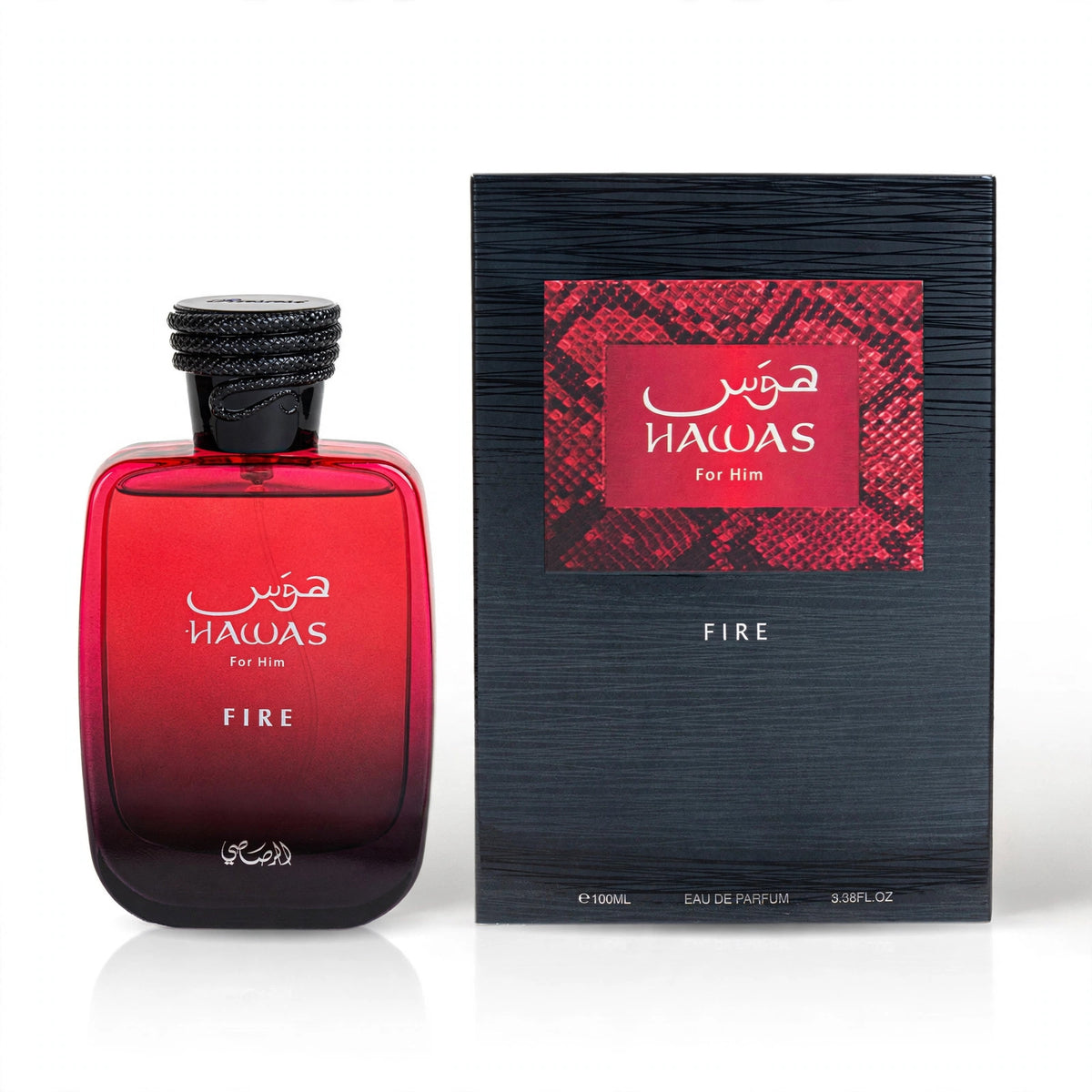 Rasasi Hawas Fire Eau de Parfum 100ml for Men bottle and box white
