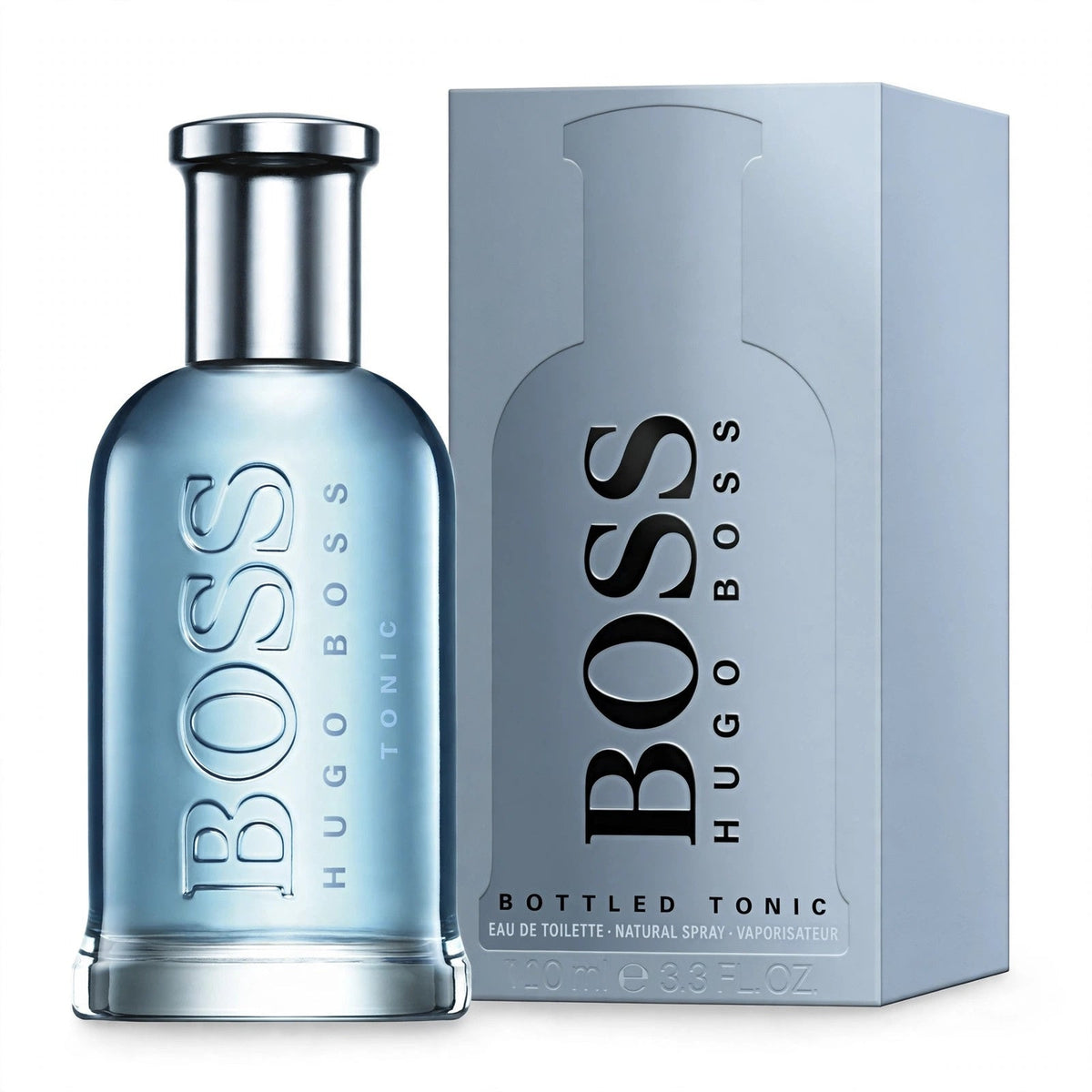 Hugo Boss Bottled Tonic EDT 100ml bottle and box on white background