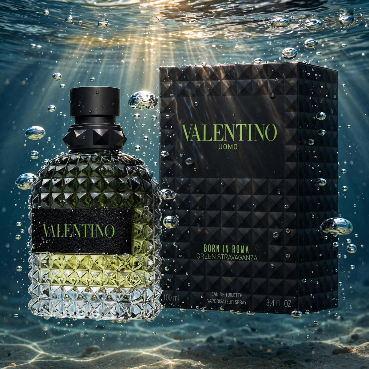 Valentino Uomo Born In Roma Green Stravaganza Eau de Toilette 100ml/3.4oz for Men – underwater