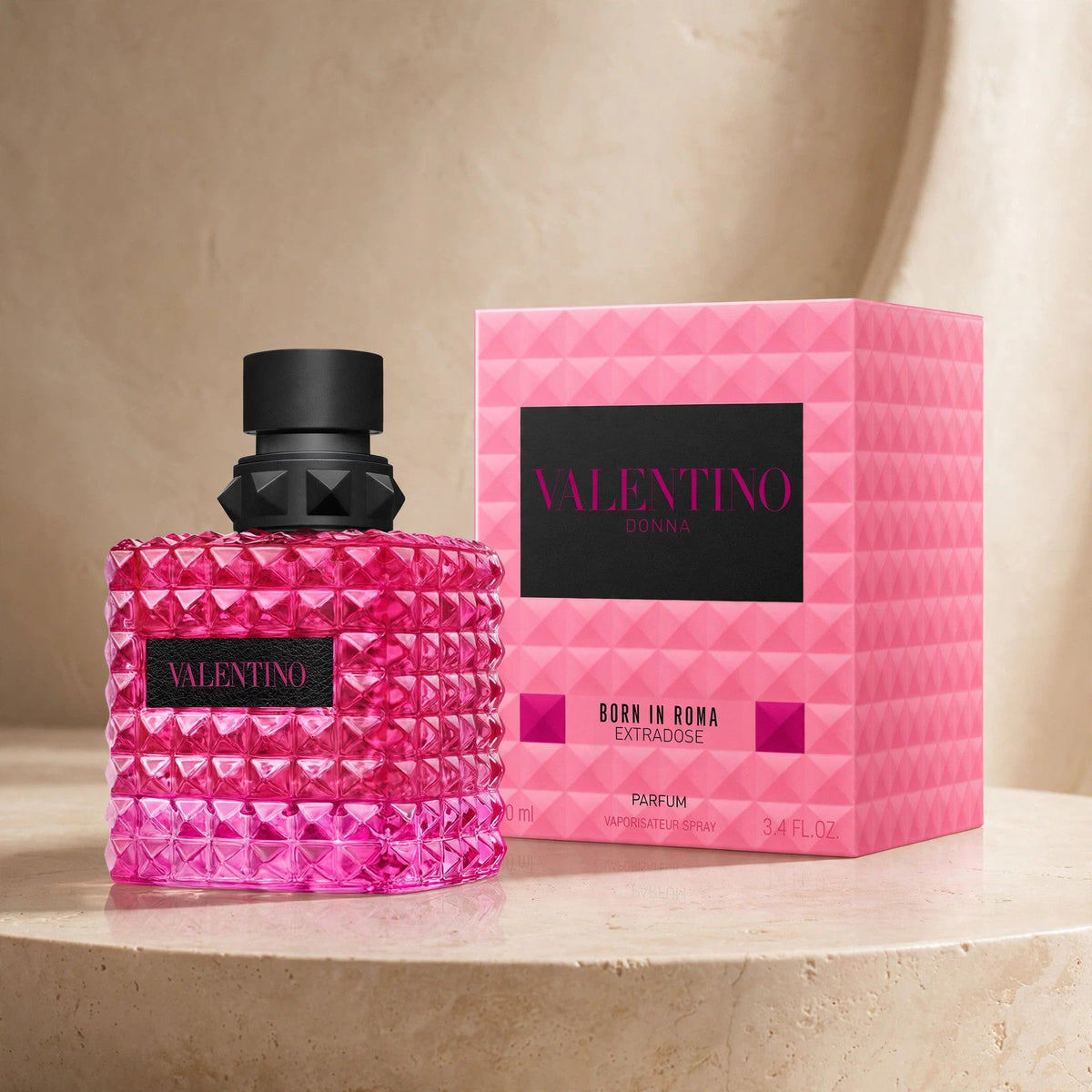 Valentino Donna Born In Roma Extradose Parfum in warm beige luxury studio