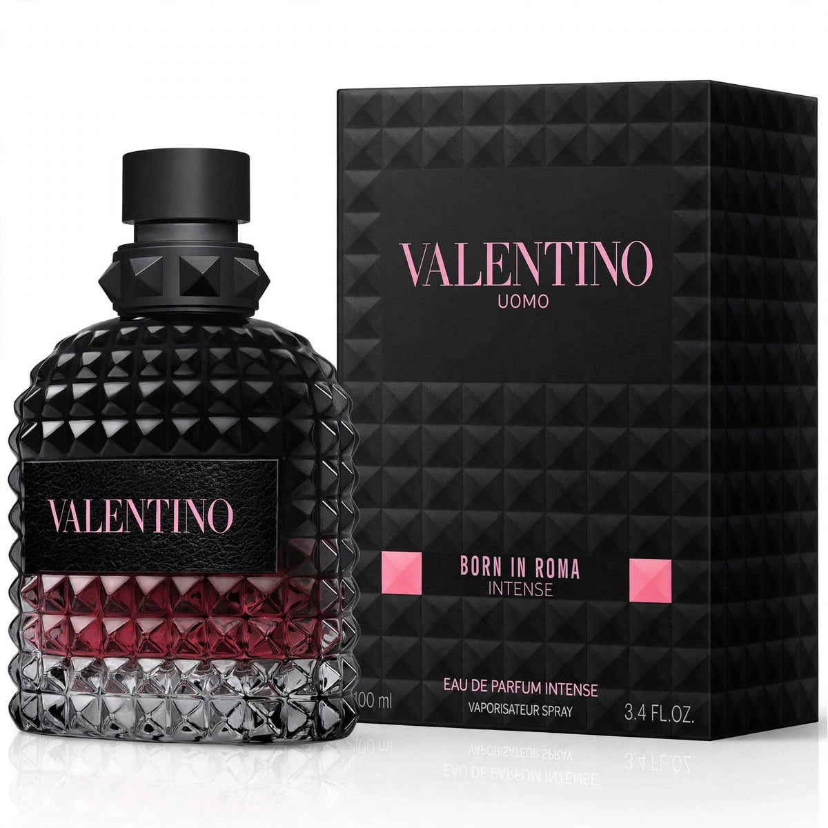 Valentino Uomo Born In Roma Intense EDP 100ml bottle and box on white background