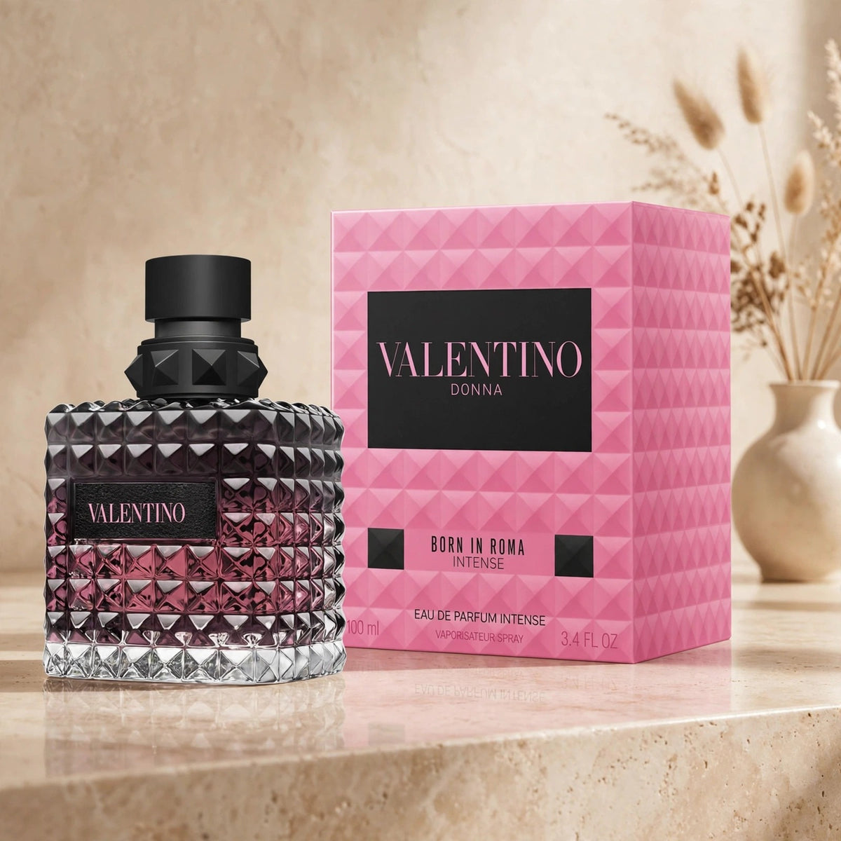 Valentino Donna Born In Roma Intense Eau de Parfum 100ml bottle — warm studio