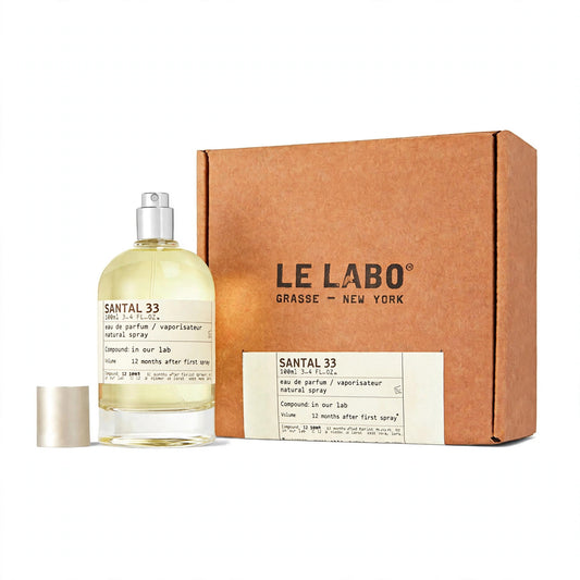 Le Labo Santal 33 EDP 100ml for Unisex — bottle and box on white background