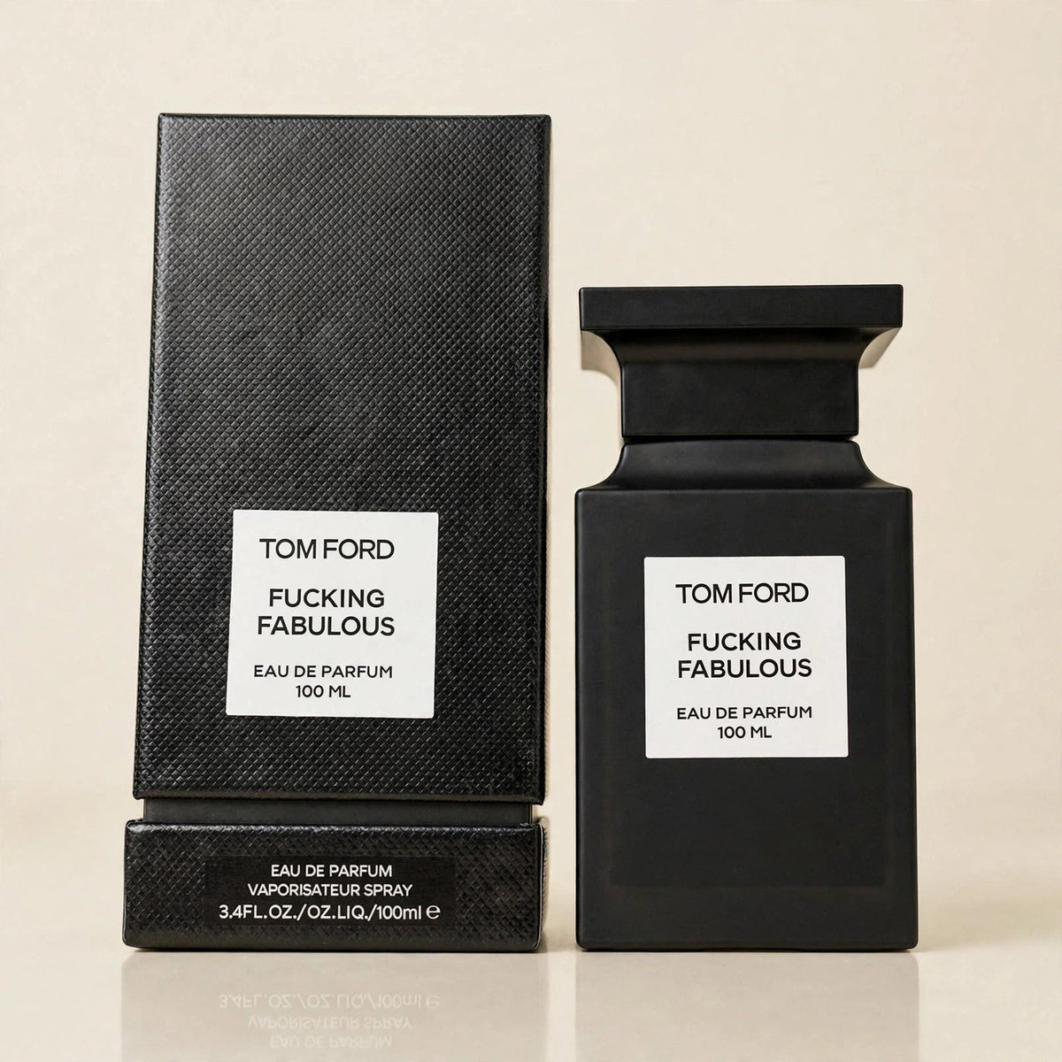 Tom Ford Fucking Fabulous EDP in a cream studio setting