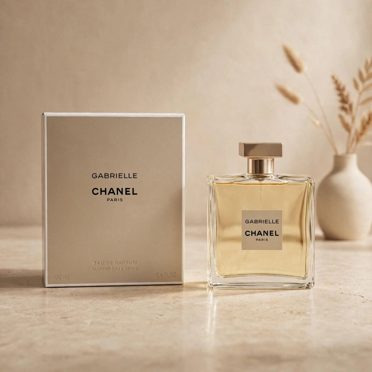 Chanel Gabrielle Eau de Parfum in warm beige luxury studio