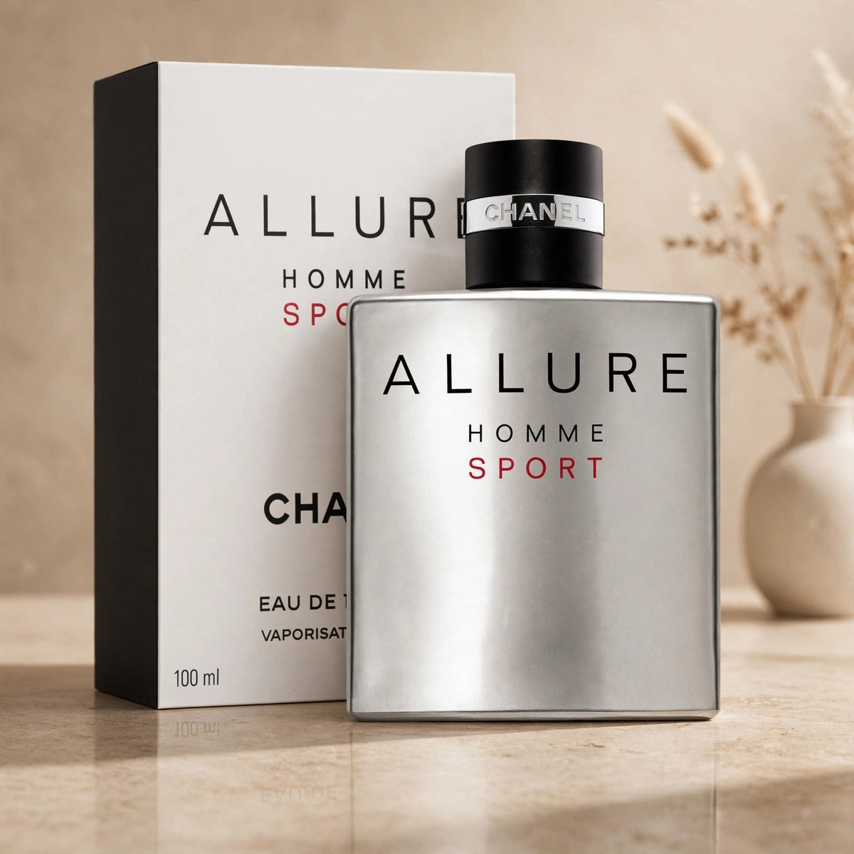 Chanel Allure Homme Sport EDT in warm beige luxury studio