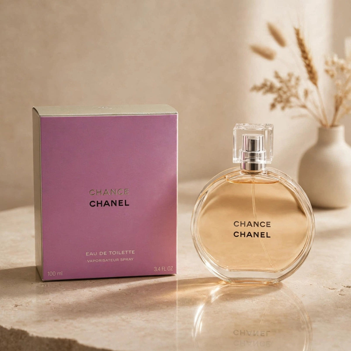 Chanel Chance EDT in warm beige luxury studio