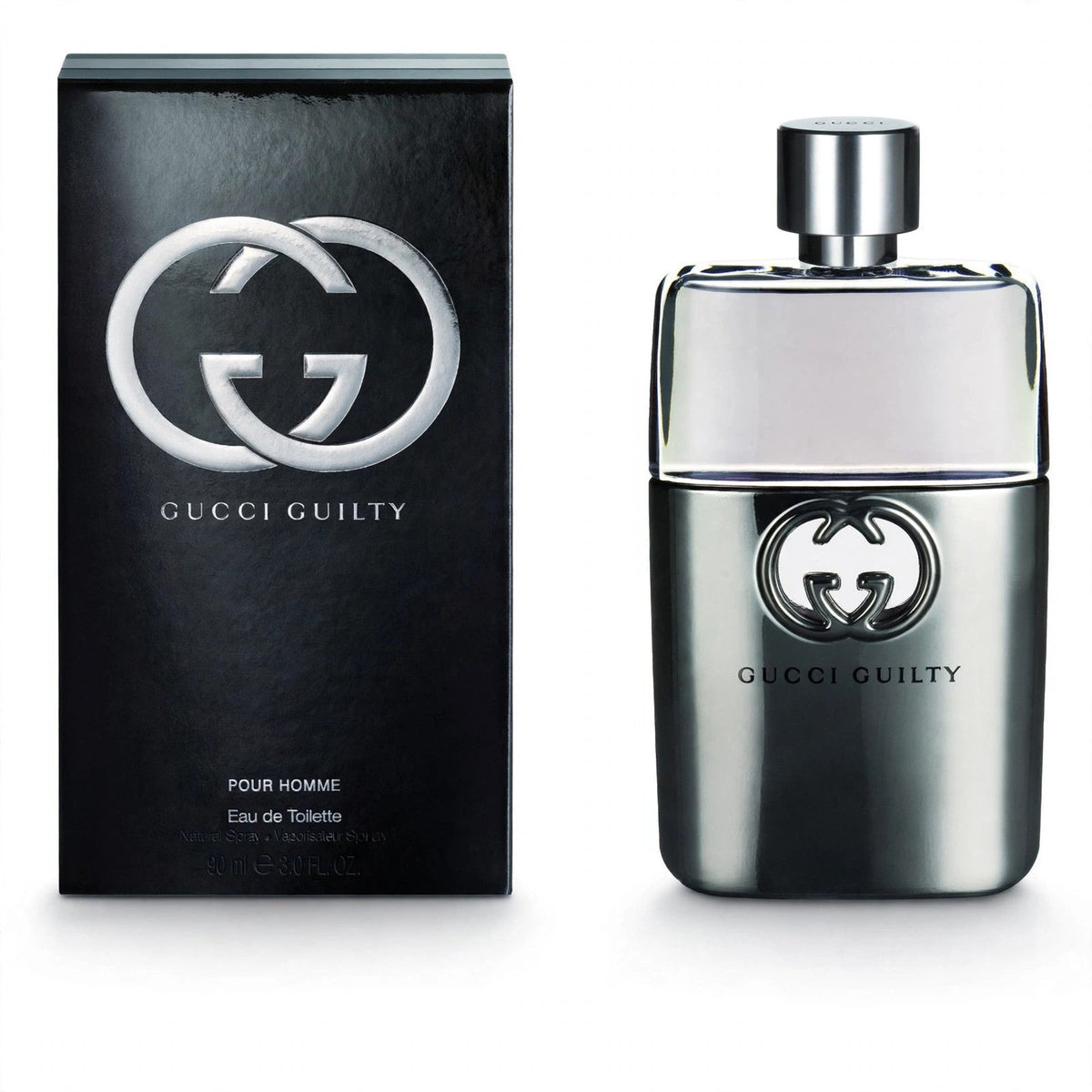 Gucci Guilty Pour Homme EDT 90ml bottle and box on white background
