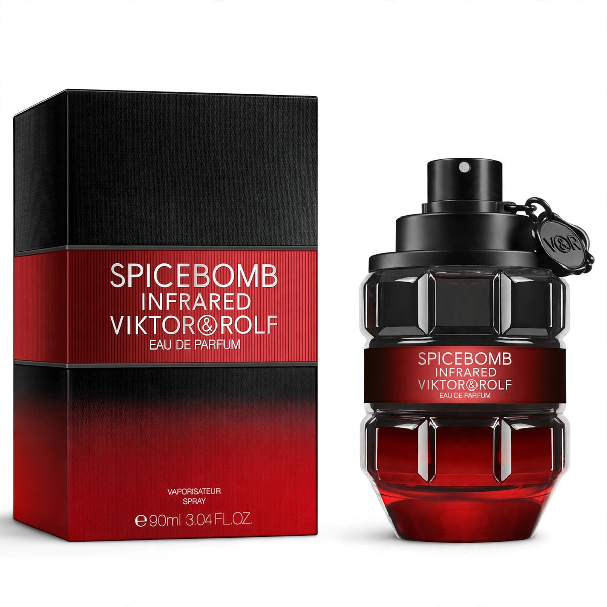 Viktor & Rolf Spicebomb Infrared EDP 90ml bottle and box on white background