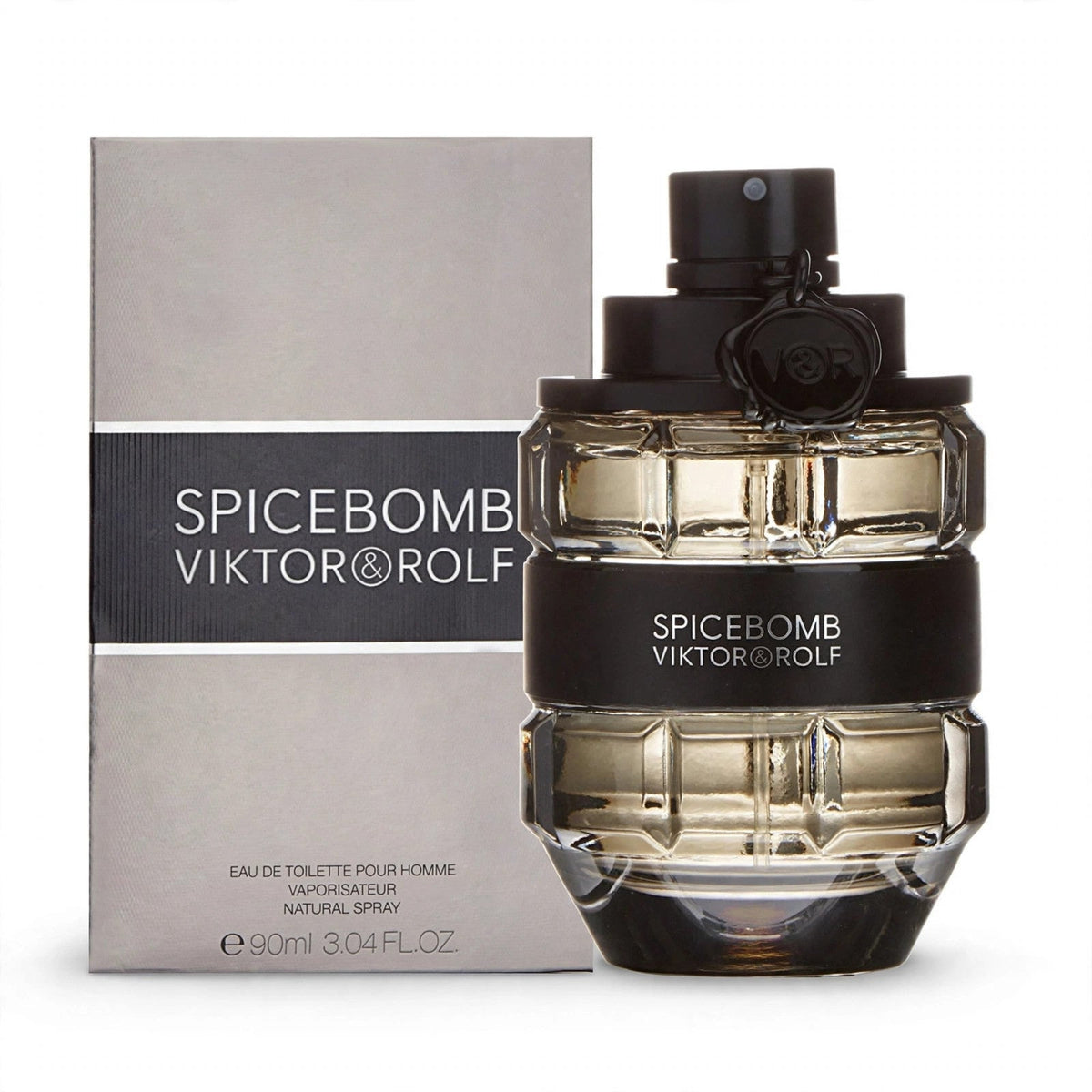Viktor & Rolf Spicebomb EDT 90ml bottle and box on white background
