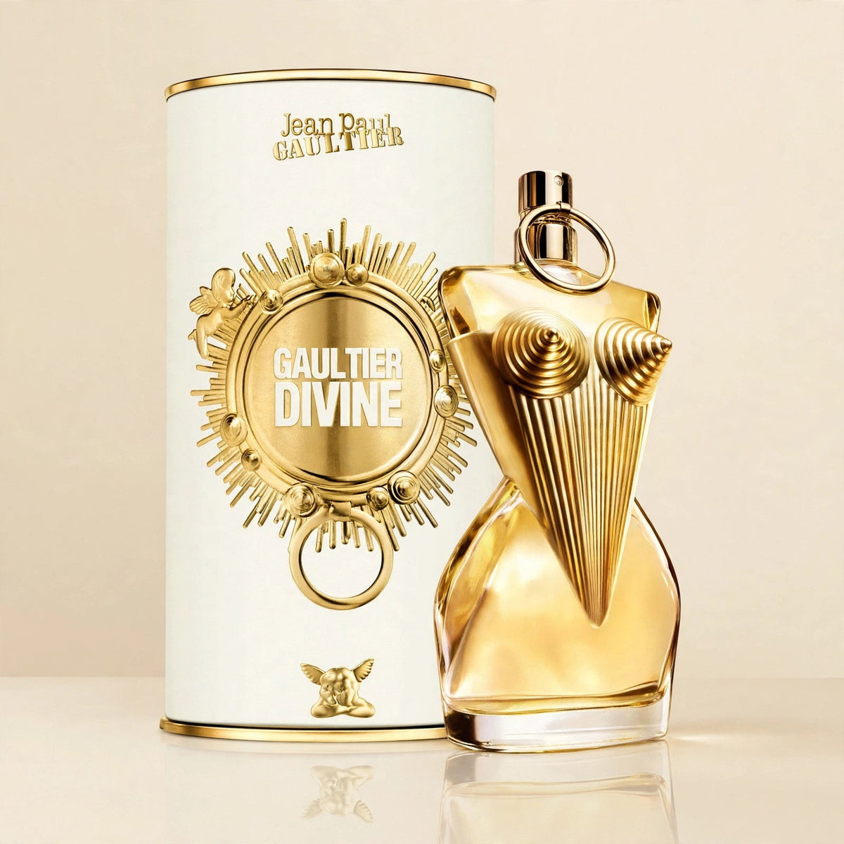 Jean Paul Gaultier Gaultier Divine EDP in a cream studio setting