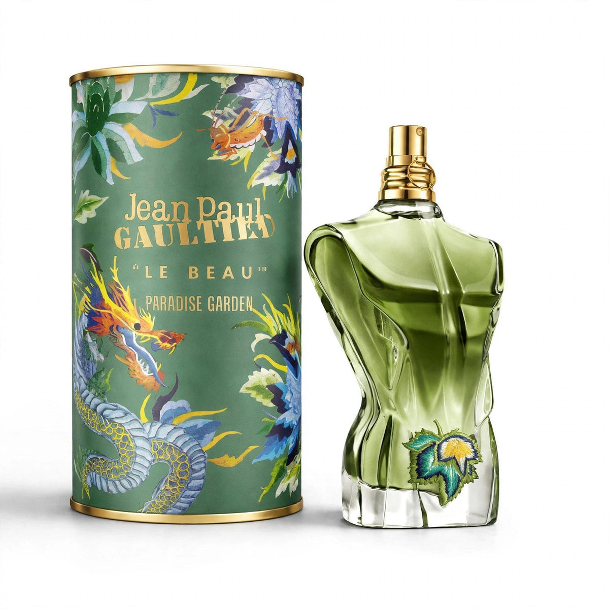 Jean Paul Gaultier Le Beau Paradise Garden EDP 125ml bottle and box on white background