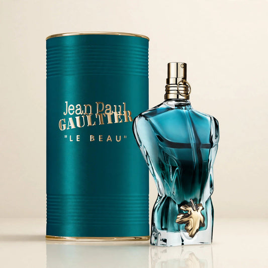 Jean Paul Gaultier Le Beau EDT in a cream studio setting