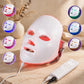 LED facial mask in warm beige studio
