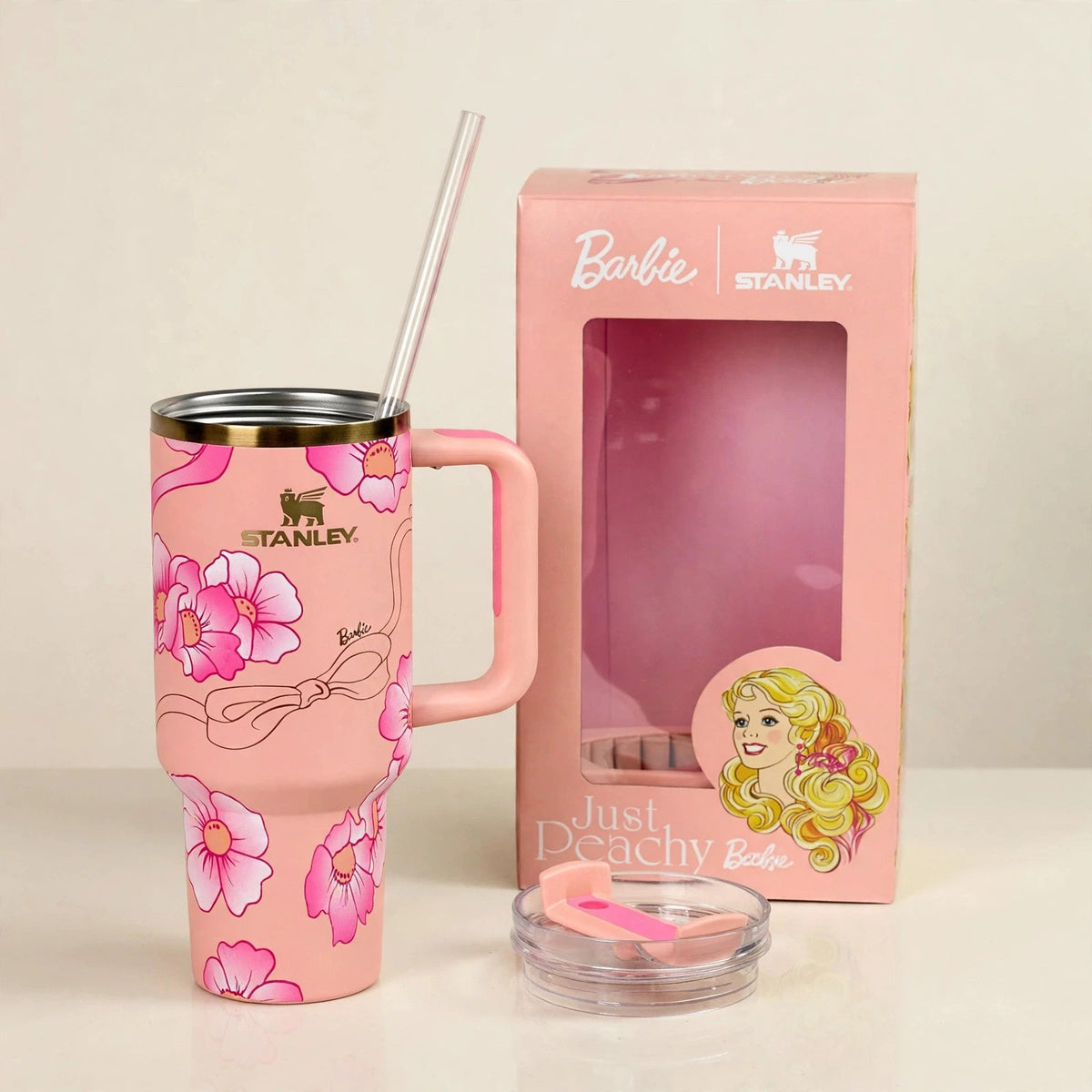 Barbie x Just Peachy 40oz tumbler in cream studio