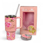 Barbie x Just Peachy 40oz Peaches N Cream tumbler on white background