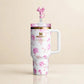 LoveShackFancy Quencher 40oz Ribbon Rosa in cream studio