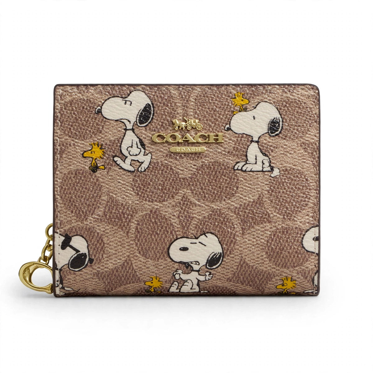 Coach x Peanuts Snap Wallet – Signature Canvas Snoopy Print — white product photo
