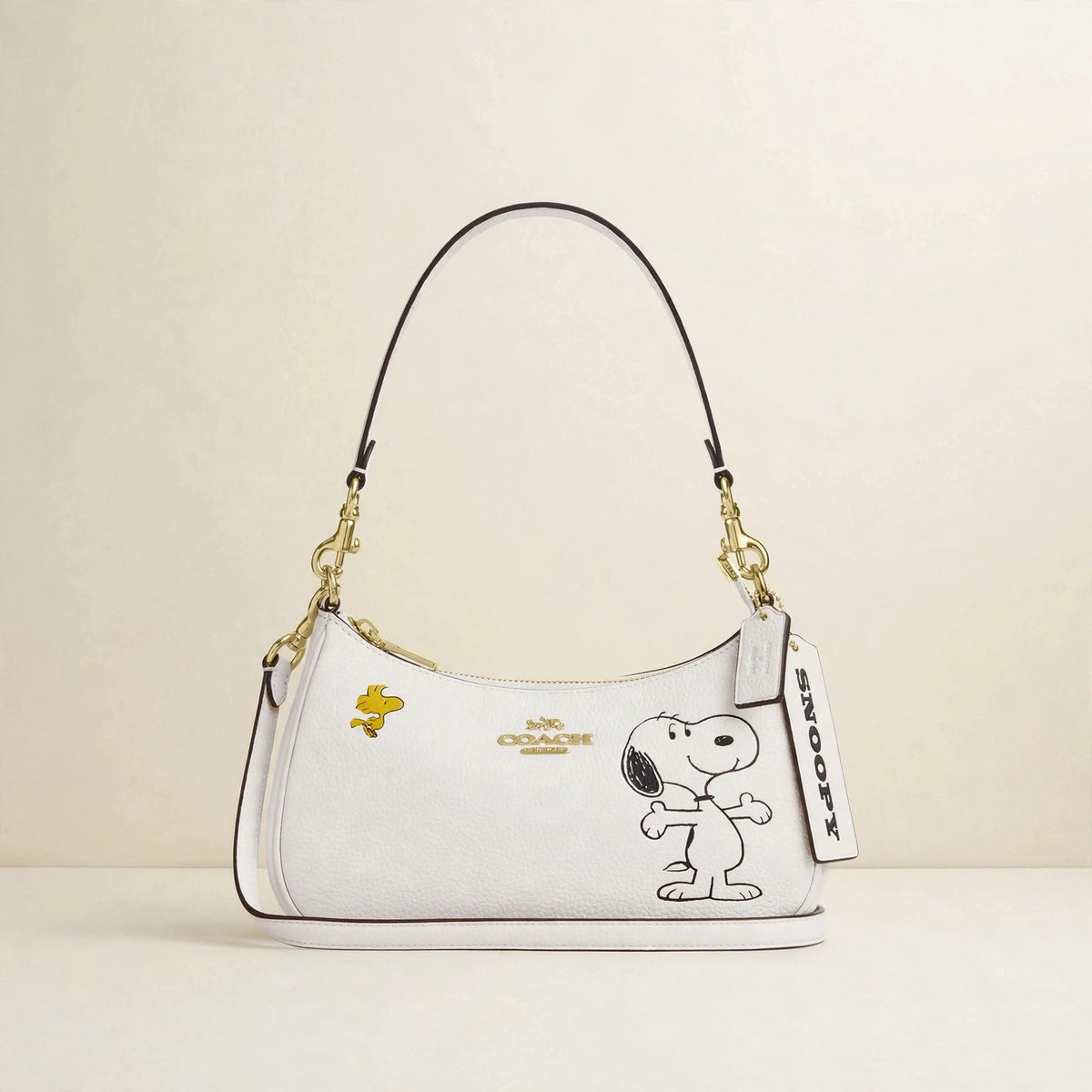 Coach x Peanuts Teri Shoulder Bag – Snoopy White Leather — cream product photo