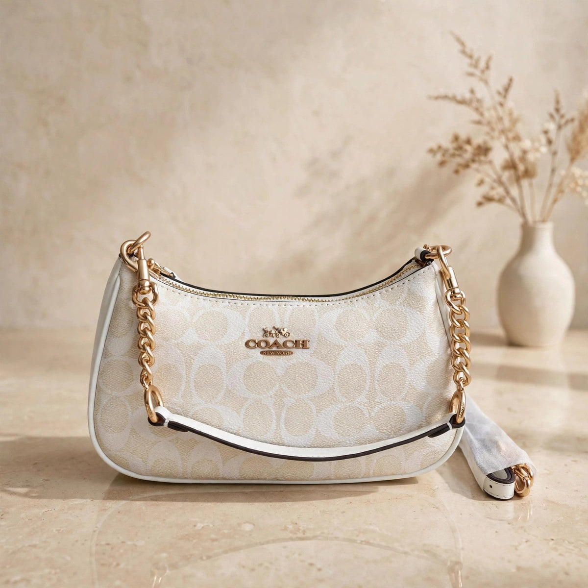 Coach Teri 2-Way Shoulder Bag – Signature Canvas White — warm product photo