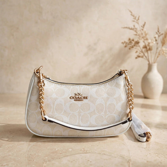 Coach Teri 2-Way Shoulder Bag – Signature Canvas White — warm product photo