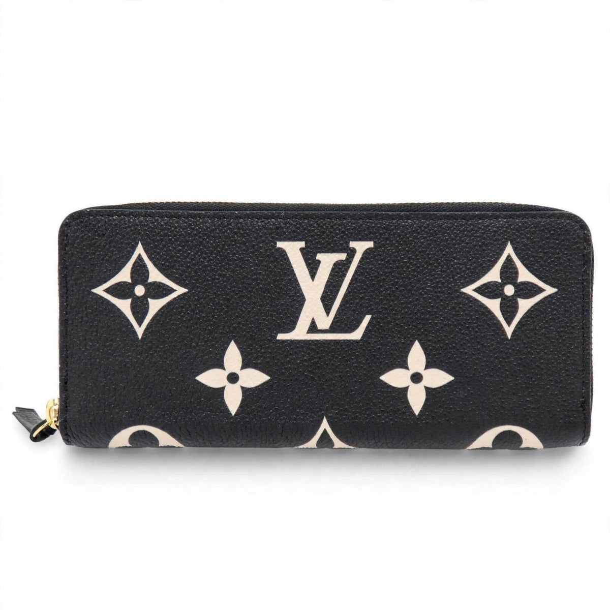 Louis Vuitton Portefeuille Clémence bicolor Empreinte wallet on white background