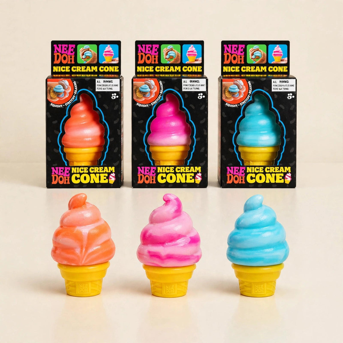 NeeDoh Nice Cream Cone toy in cream studio