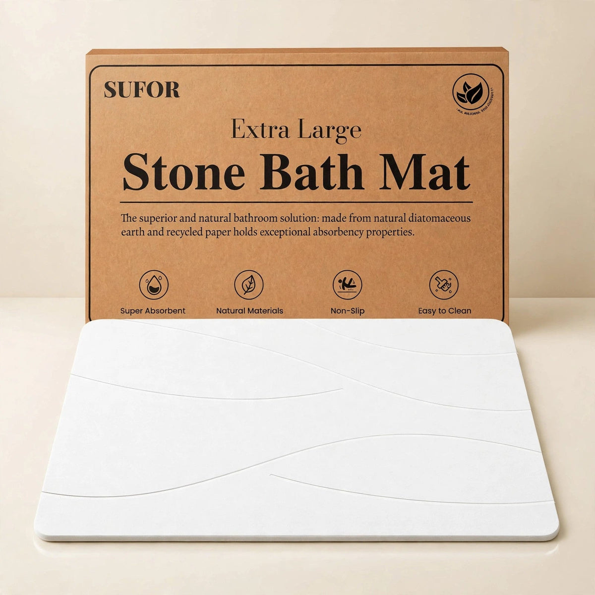 Diatomaceous earth bath mat in cream studio