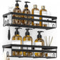 2-pack large adhesive shower organizer black on white background