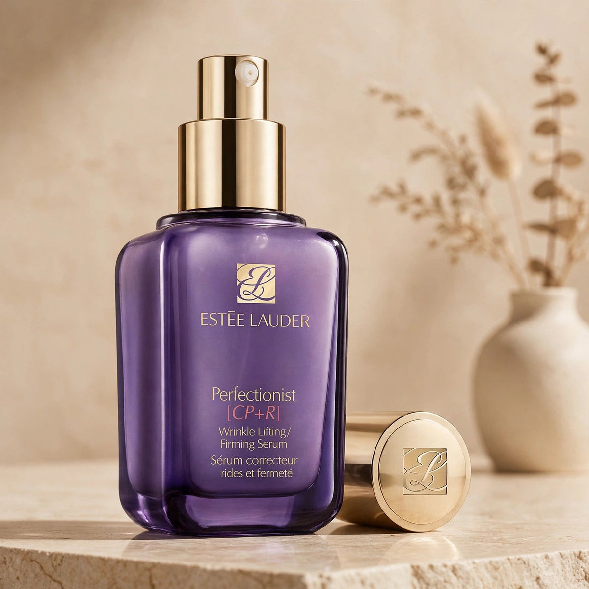 Estee Lauder Perfectionist CP+R serum in warm beige studio