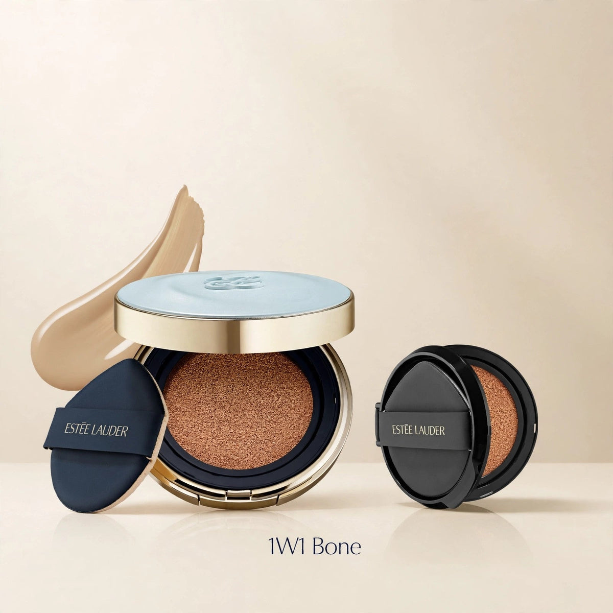 Estee Lauder Double Wear cushion foundation in a cream studio setting