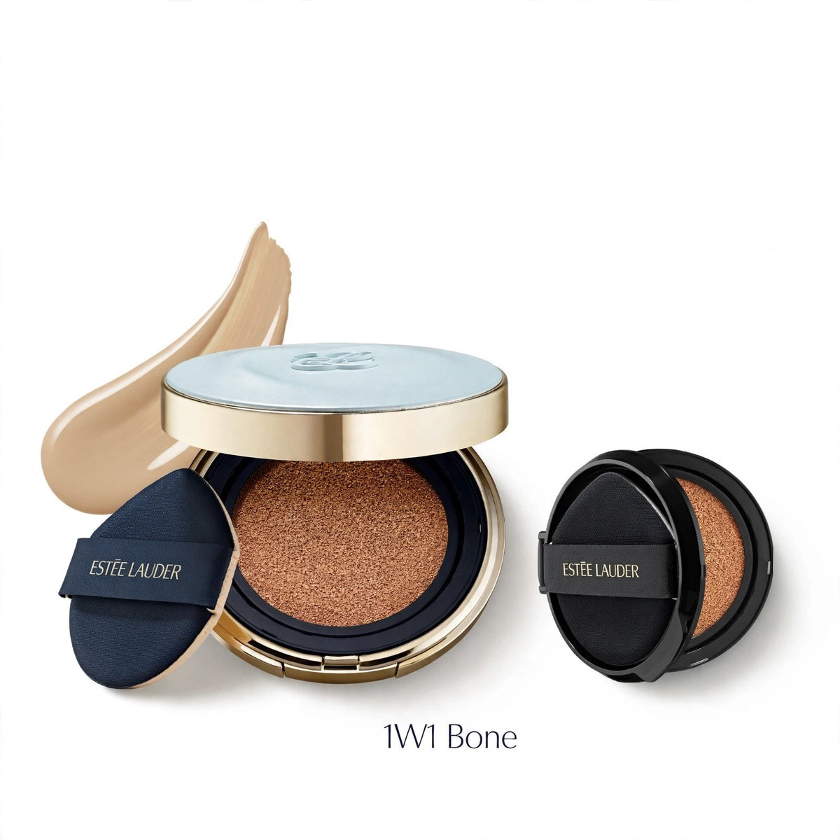 Estee Lauder Double Wear Foundation Cream 1W1 Bone compact on white background