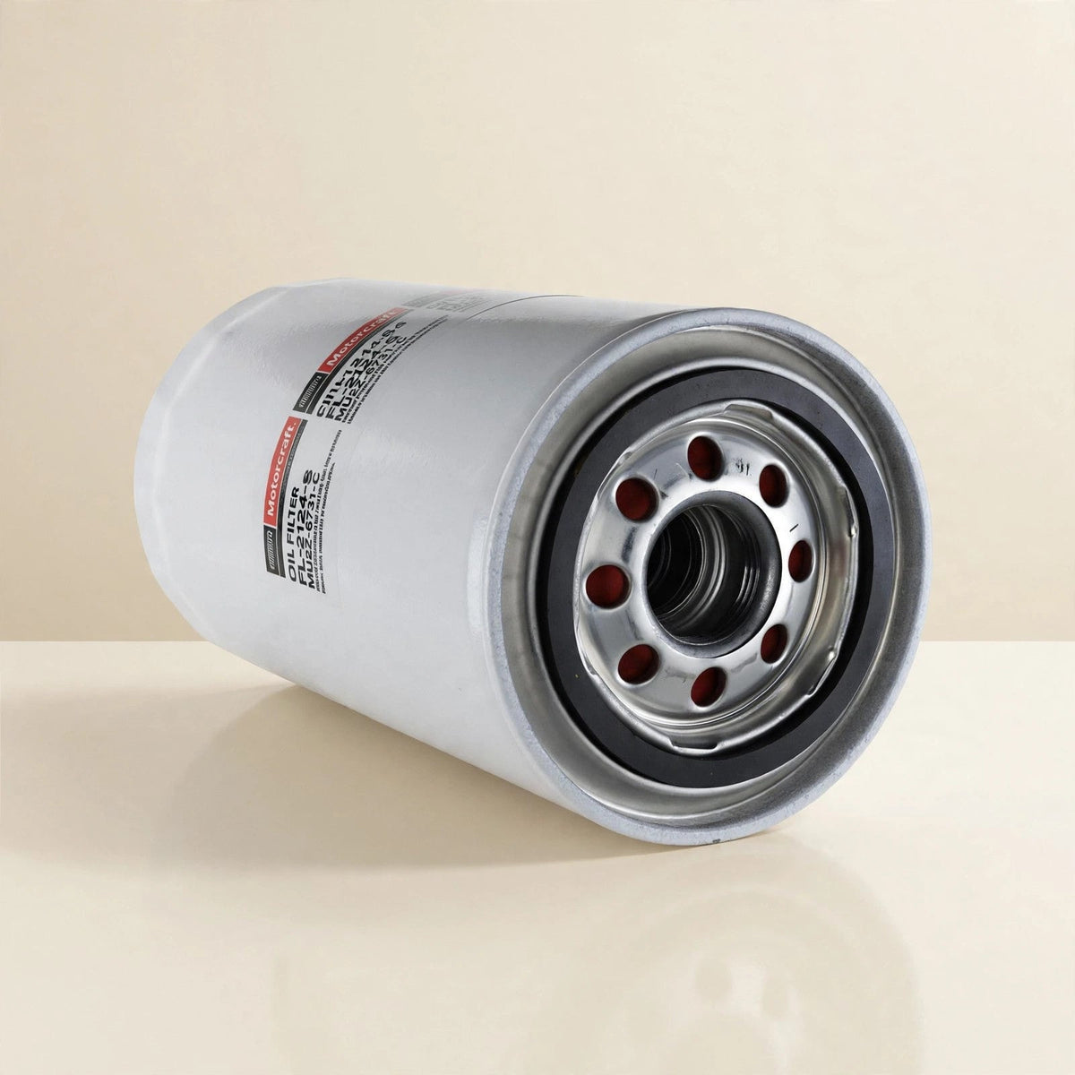 Motorcraft FL-2124-S oil filter in a cream studio setting